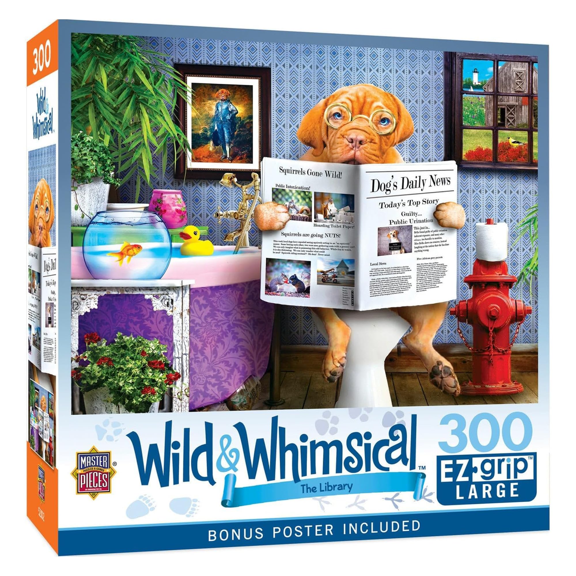 MasterPieces 300-Piece EZ Grip Jigsaw Puzzle – The Library – 18x24 Inches for Adults and Families