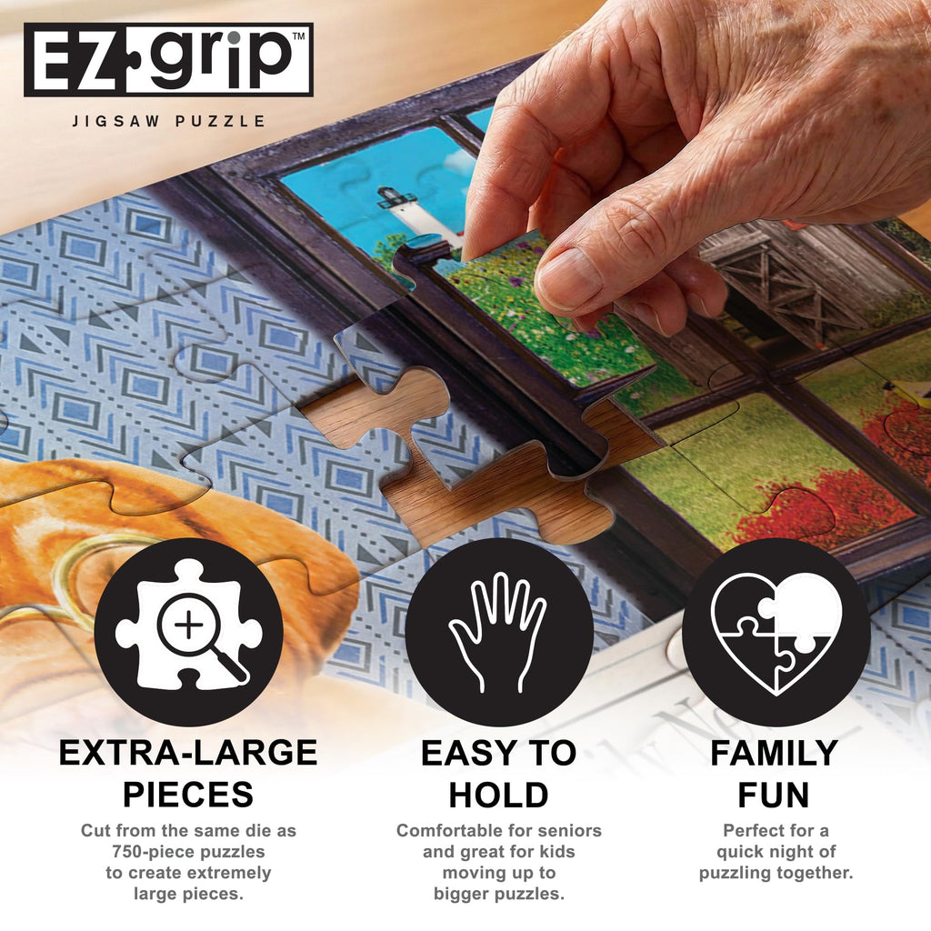MasterPieces 300-Piece EZ Grip Jigsaw Puzzle – The Library – 18x24 Inches for Adults and Families