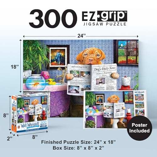 MasterPieces 300-Piece EZ Grip Jigsaw Puzzle – The Library – 18x24 Inches for Adults and Families