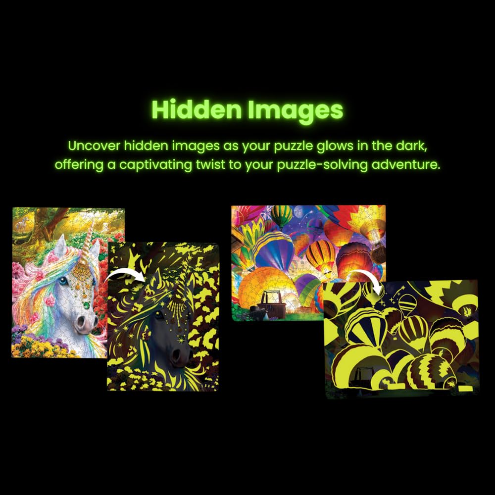 MasterPieces 300 Piece EZ Grip Tiger Puzzle – Glow-in-the-Dark, Large Easy-Grip Pieces, 18x24 inches