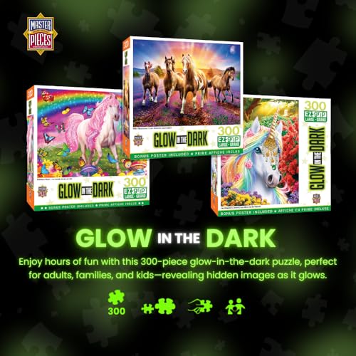 MasterPieces 300 Piece EZ Grip Tiger Puzzle – Glow-in-the-Dark, Large Easy-Grip Pieces, 18x24 inches