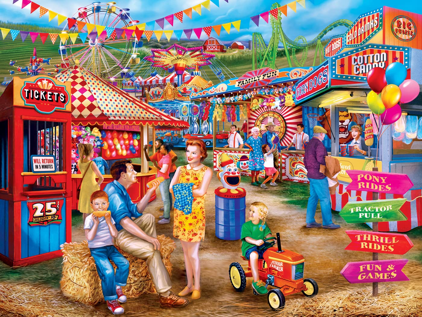 MasterPieces 400 Piece Jigsaw Puzzle - Day At the Fairgrounds - 18x24 Inches - Matte Finish, Random Cut, Eco-Friendly