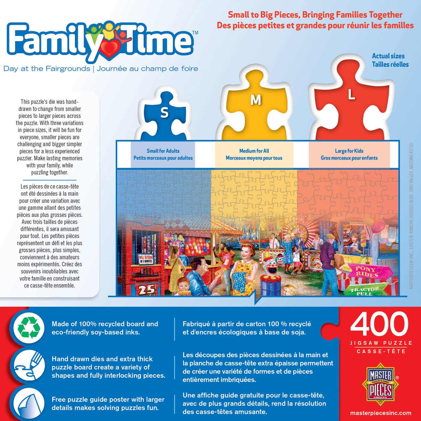 MasterPieces 400 Piece Jigsaw Puzzle - Day At the Fairgrounds - 18x24 Inches - Matte Finish, Random Cut, Eco-Friendly