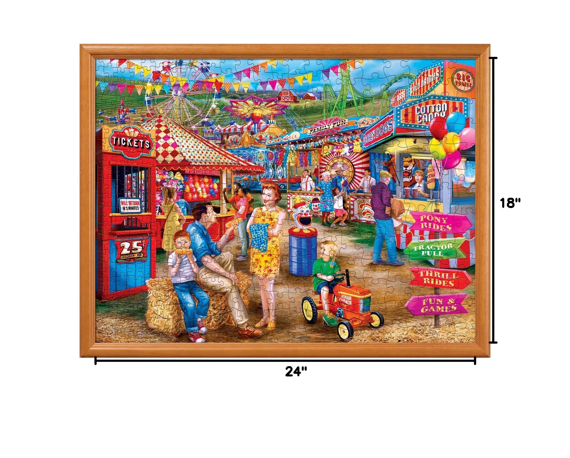 MasterPieces 400 Piece Jigsaw Puzzle - Day At the Fairgrounds - 18x24 Inches - Matte Finish, Random Cut, Eco-Friendly