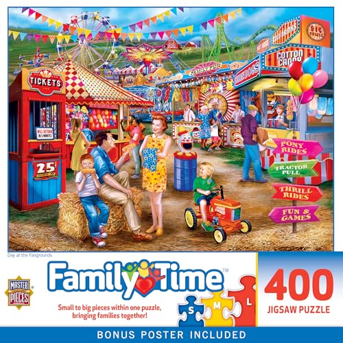 MasterPieces 400 Piece Jigsaw Puzzle - Day At the Fairgrounds - 18x24 Inches - Matte Finish, Random Cut, Eco-Friendly
