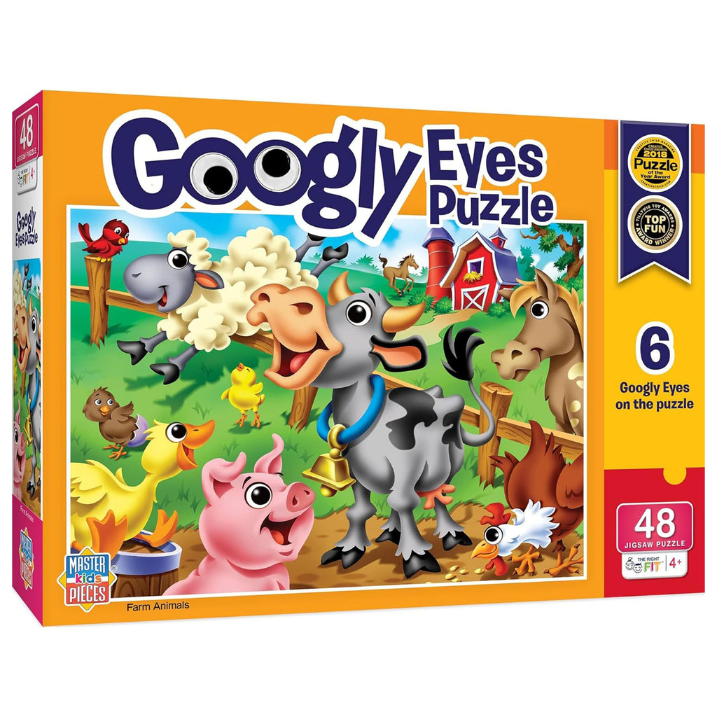 MasterPieces 48-Piece Farm Animal Jigsaw Puzzle with Googly Eyes – Ages 4+