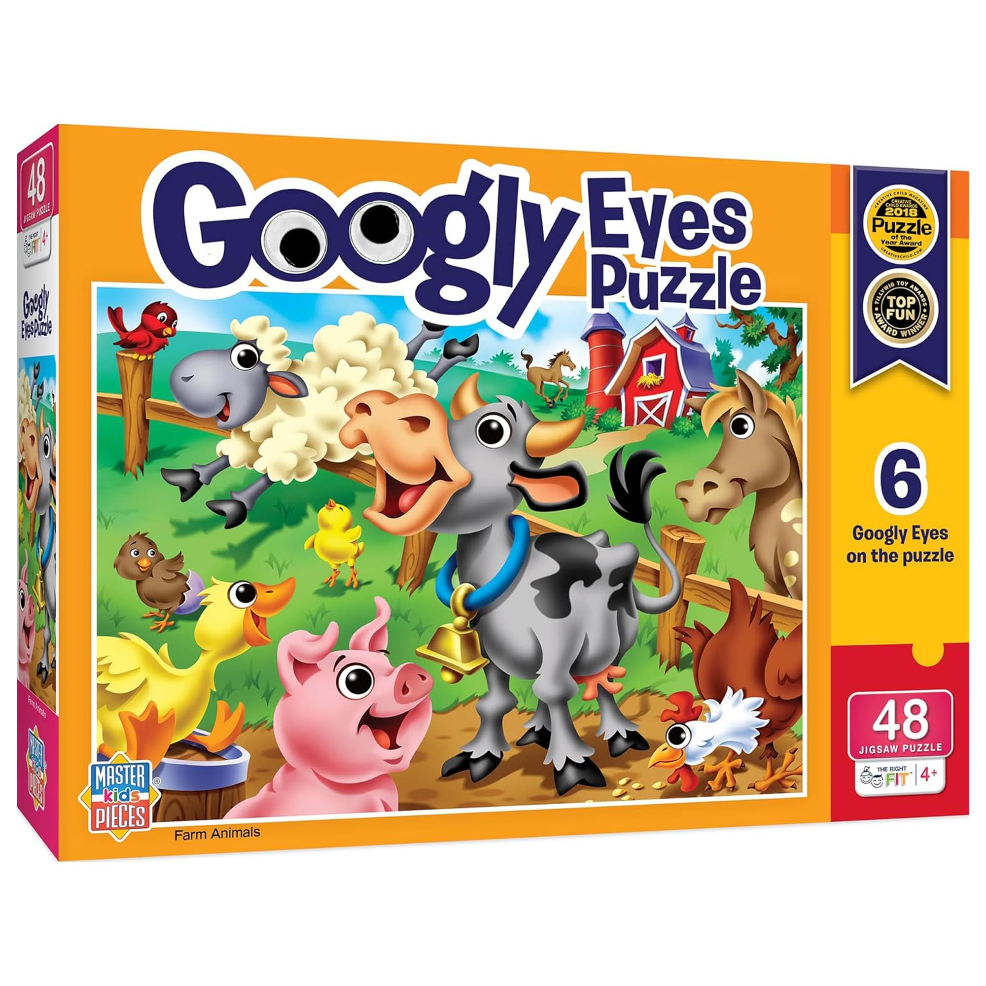 MasterPieces 48-Piece Farm Animal Jigsaw Puzzle with Googly Eyes – Ages 4+
