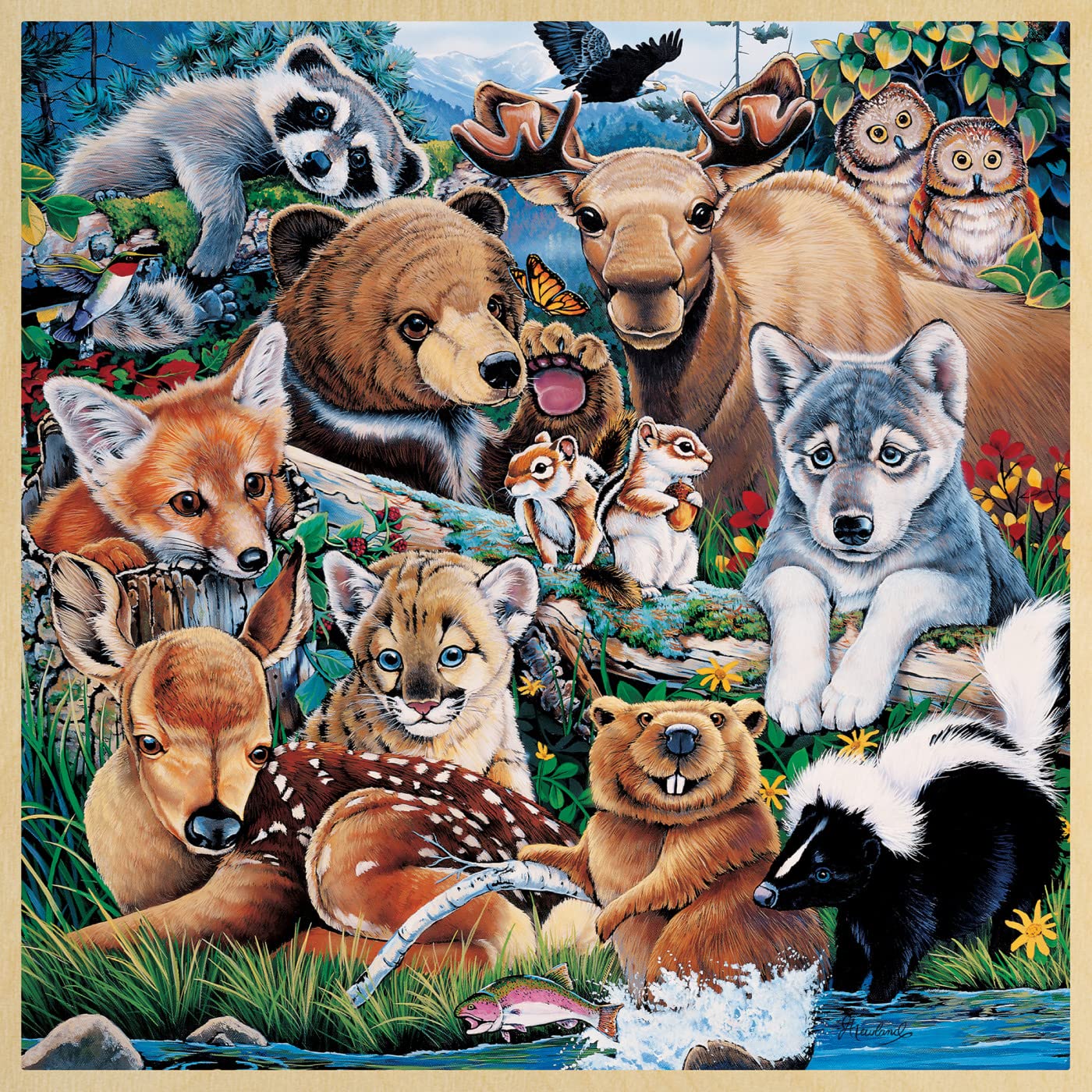 Masterpieces 48-Piece Forest Friends Jigsaw Puzzle – 12x12 Inch Kids Wood Puzzle