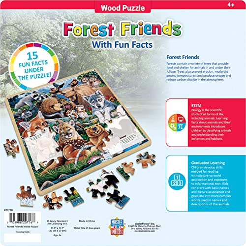 Masterpieces 48-Piece Forest Friends Jigsaw Puzzle – 12x12 Inch Kids Wood Puzzle
