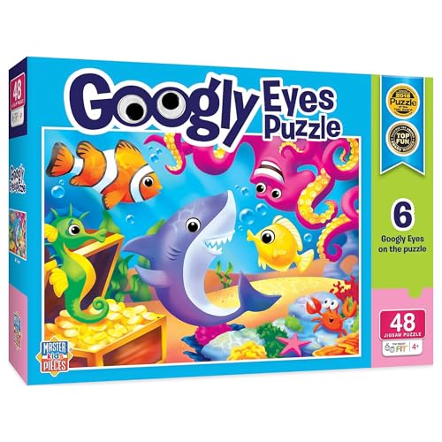 MasterPieces 48-Piece Googly Eyes Lil Shark Jigsaw Puzzle – 19x14 Inches, Recycled Materials, Ages 4+