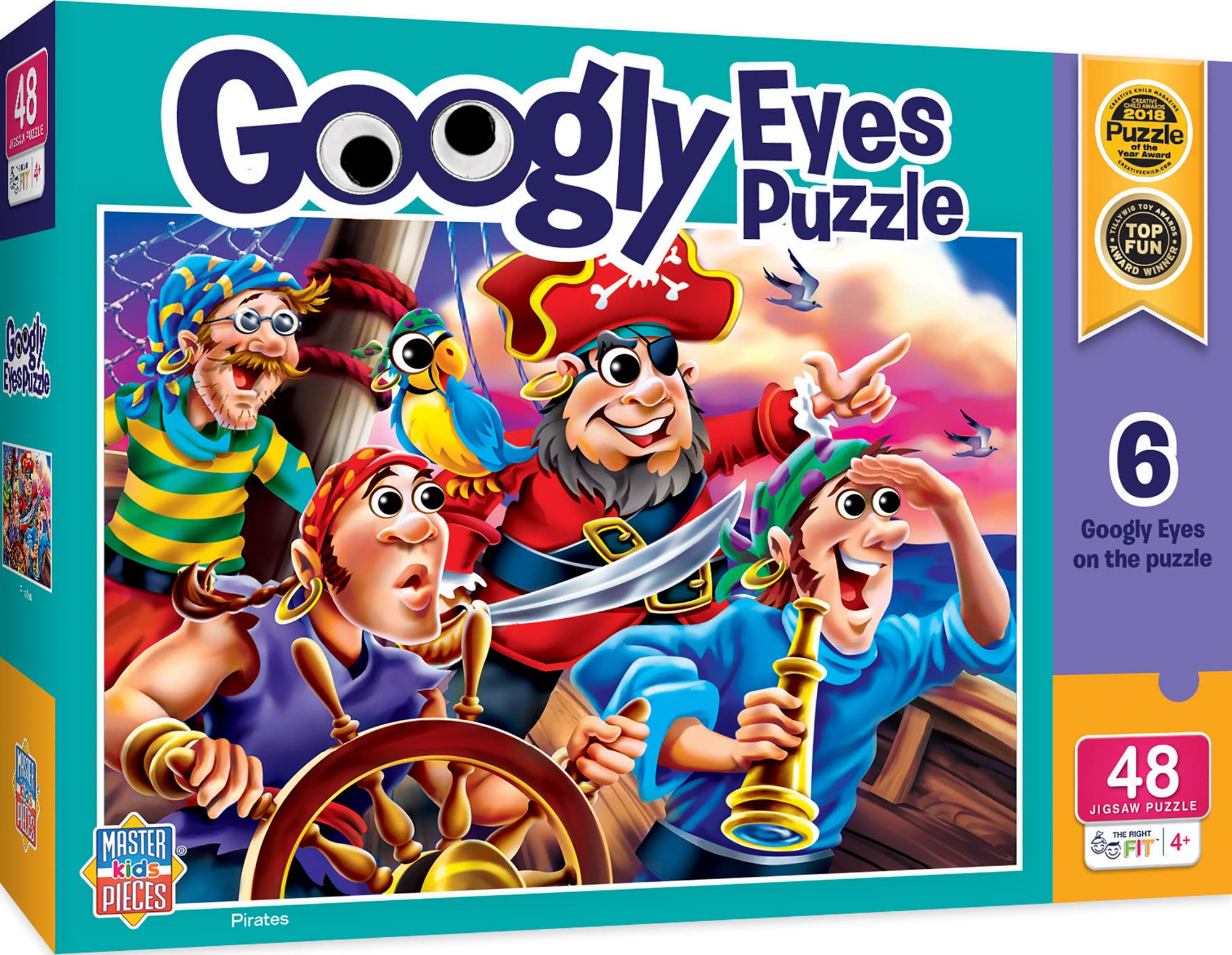 MasterPieces 48-Piece Pirate Jigsaw Puzzle with Googly Eyes – 19x14 Inches, Eco-Friendly