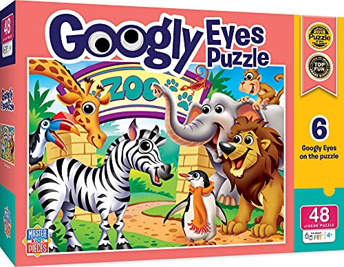 MasterPieces 48-Piece Zoo Animal Jigsaw Puzzle with Googly Eyes for Kids Ages 4+