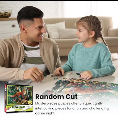 Masterpieces 500-Piece Glow-in-the-Dark Dinosaur Valley Jigsaw Puzzle - 15x21 Inches