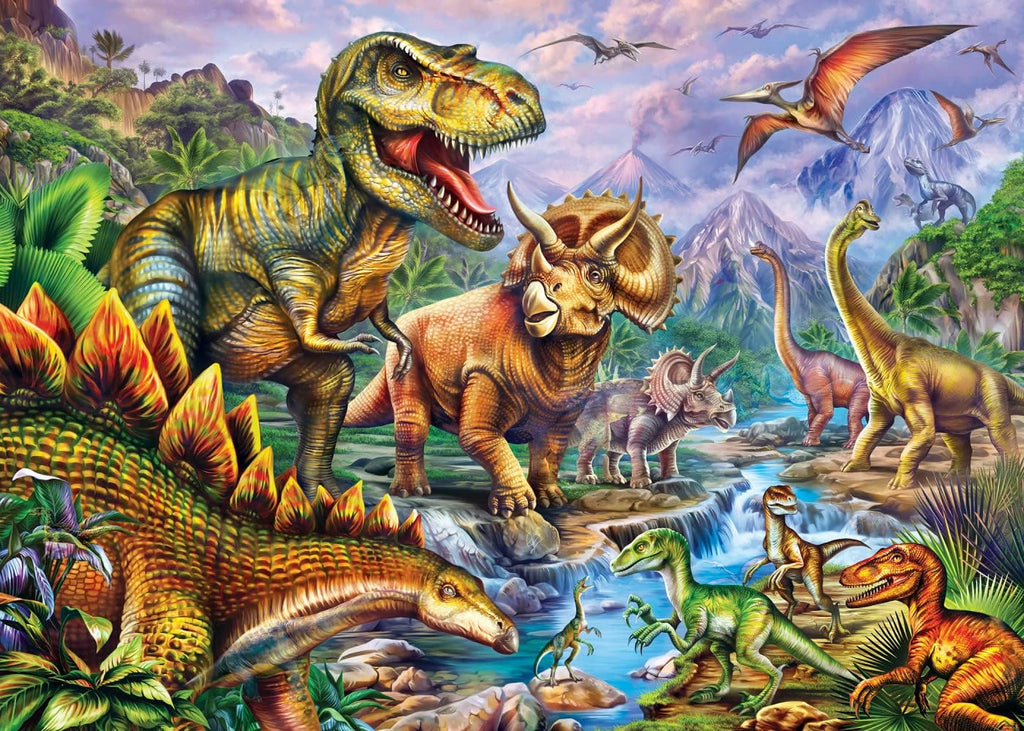 Masterpieces 500-Piece Glow-in-the-Dark Dinosaur Valley Jigsaw Puzzle - 15x21 Inches