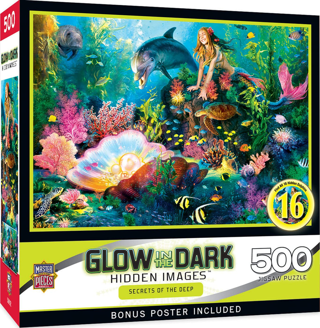 Masterpieces 500 Piece Glow in the Dark Jigsaw Puzzle – Secrets of the Deep – 15x21 Inch