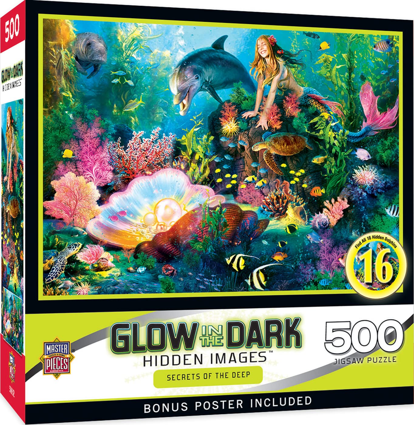 Masterpieces 500 Piece Glow in the Dark Jigsaw Puzzle – Secrets of the Deep – 15x21 Inch