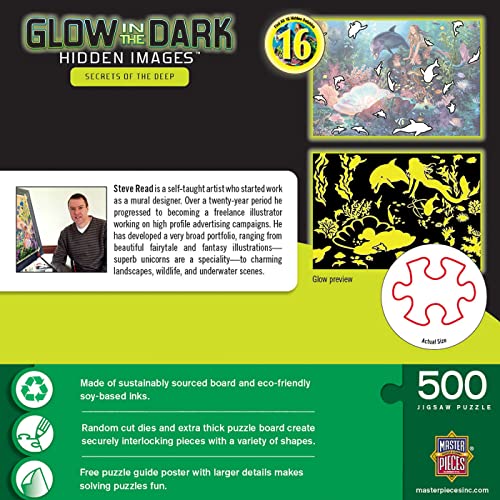 Masterpieces 500 Piece Glow in the Dark Jigsaw Puzzle – Secrets of the Deep – 15x21 Inch