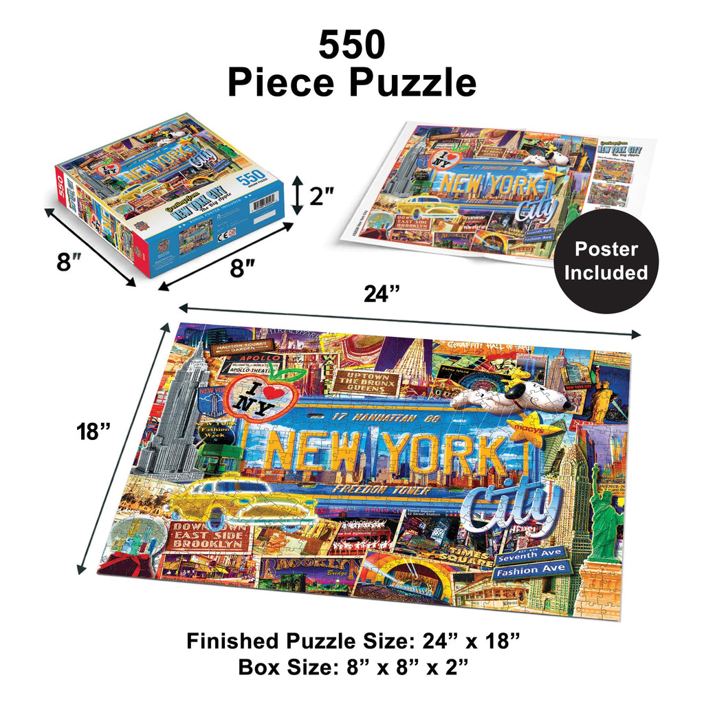 MasterPieces 550-Piece New York Jigsaw Puzzle – 18x24, Recycled Materials, Matte Finish