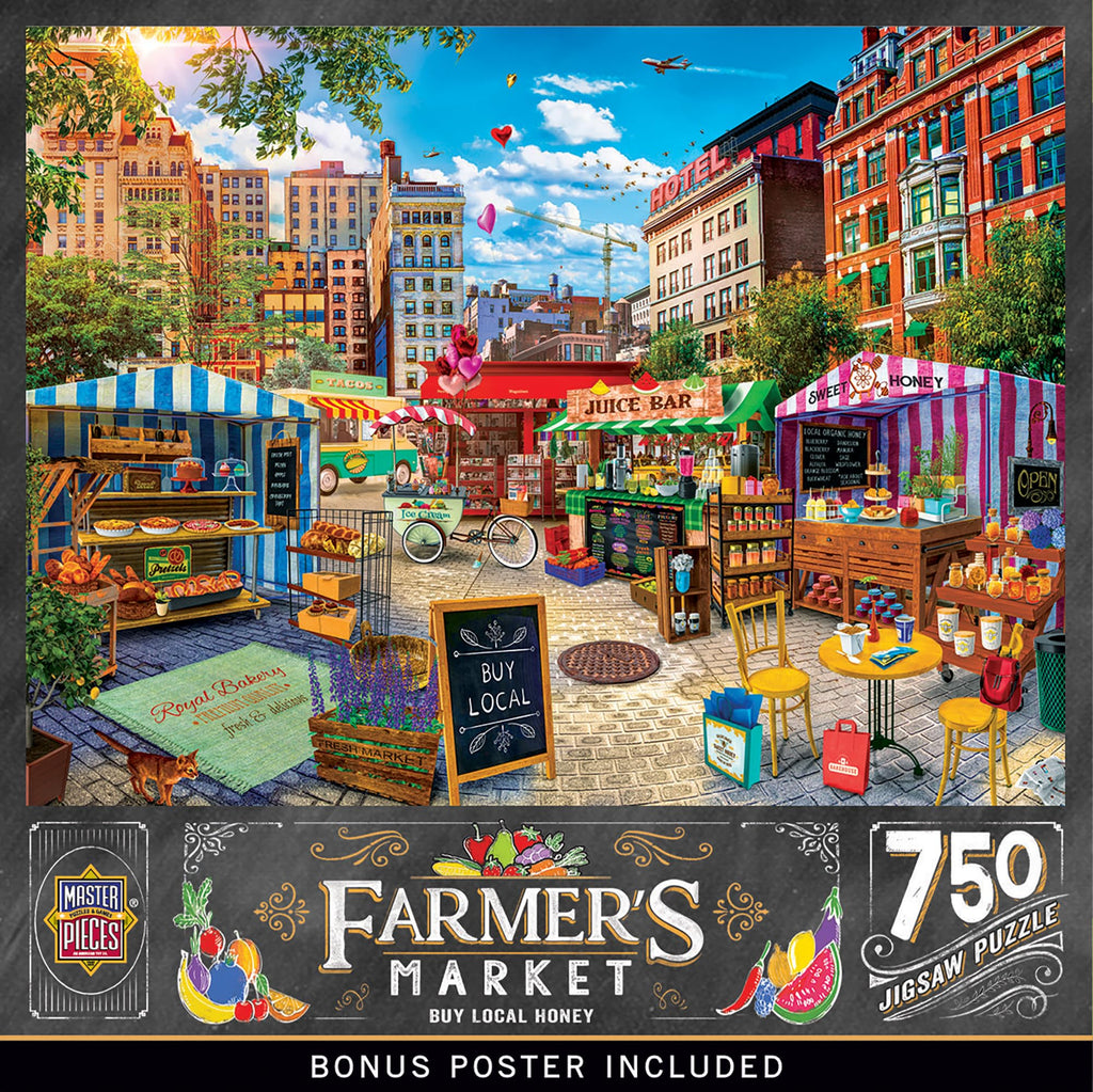 Masterpieces 750-Piece 'Buy Local Honey' Jigsaw Puzzle – 18x24 Inches, Matte Finish, Random Cut