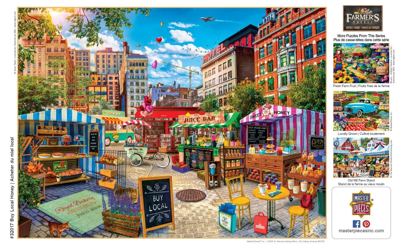 Masterpieces 750-Piece 'Buy Local Honey' Jigsaw Puzzle – 18x24 Inches, Matte Finish, Random Cut