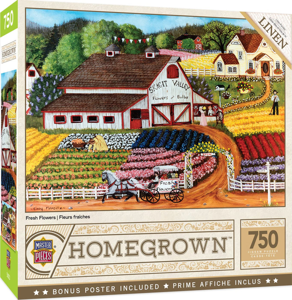 MasterPieces 750-Piece Fresh Flowers Jigsaw Puzzle | 18x24 Inches | Matte Finish & Random Cut
