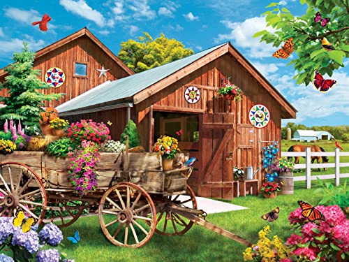 Masterpieces 750 Piece Jigsaw Puzzle for Adults and Kids – Flying to Flower Farm – 18x24 Inches