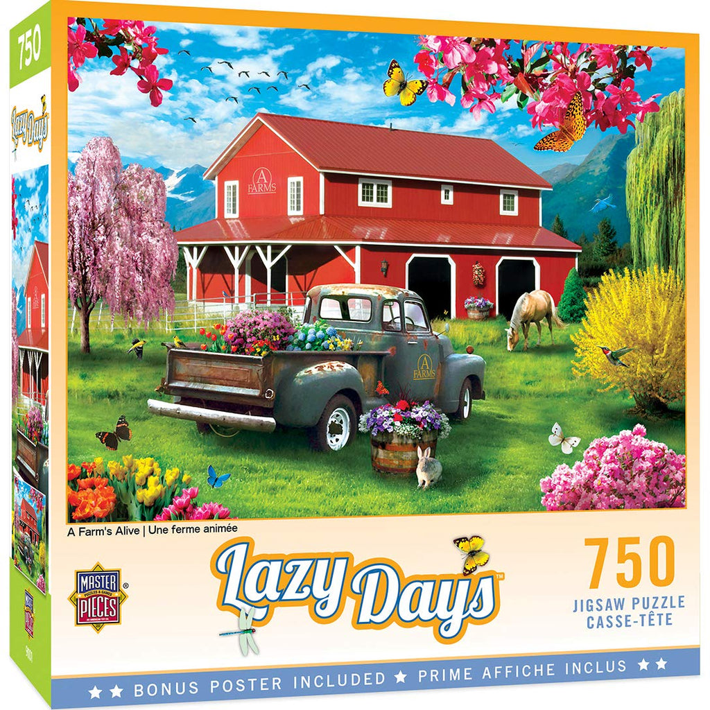 MasterPieces 750 Piece Jigsaw Puzzle for Adults & Family – A Farm's Alive (18"x24")