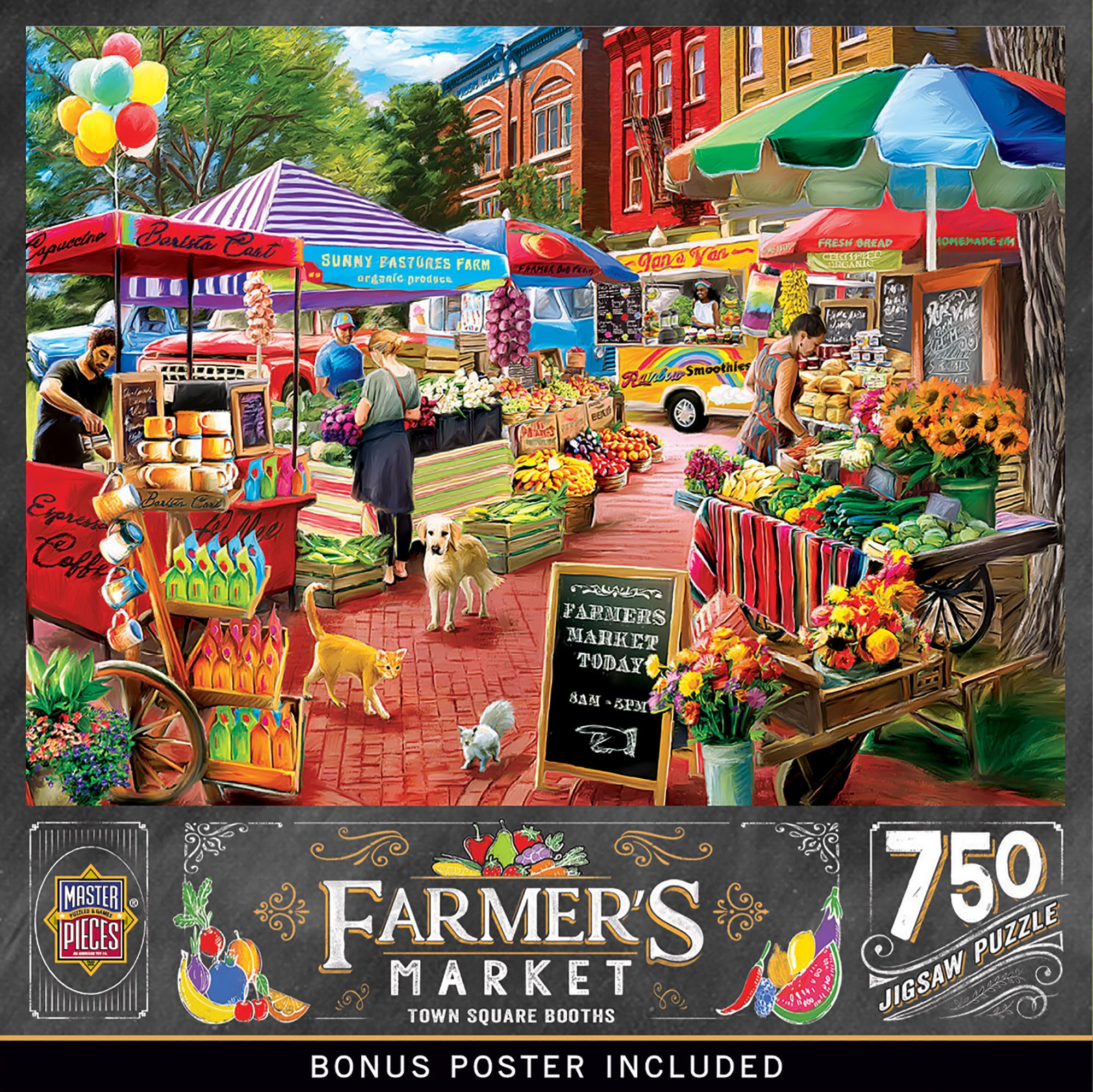 MasterPieces 750 Piece Jigsaw Puzzle – Town Square Booths, 18x24, Matte Finish