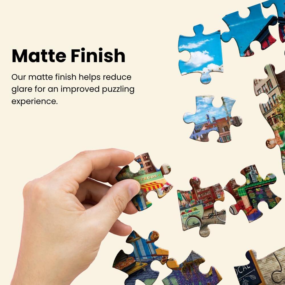 MasterPieces 750 Piece Jigsaw Puzzle – Town Square Booths, 18x24, Matte Finish