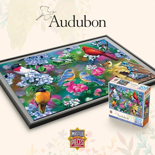 MasterPieces Audubon Songbird Collage 300-Piece EZGrip Puzzle – Matte Finish, Recycled Materials