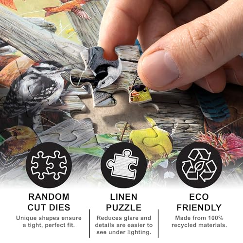 MasterPieces Backyard Birds 1000 Piece Jigsaw Puzzle – Random Cut, Matte Finish, Eco-Friendly Materials