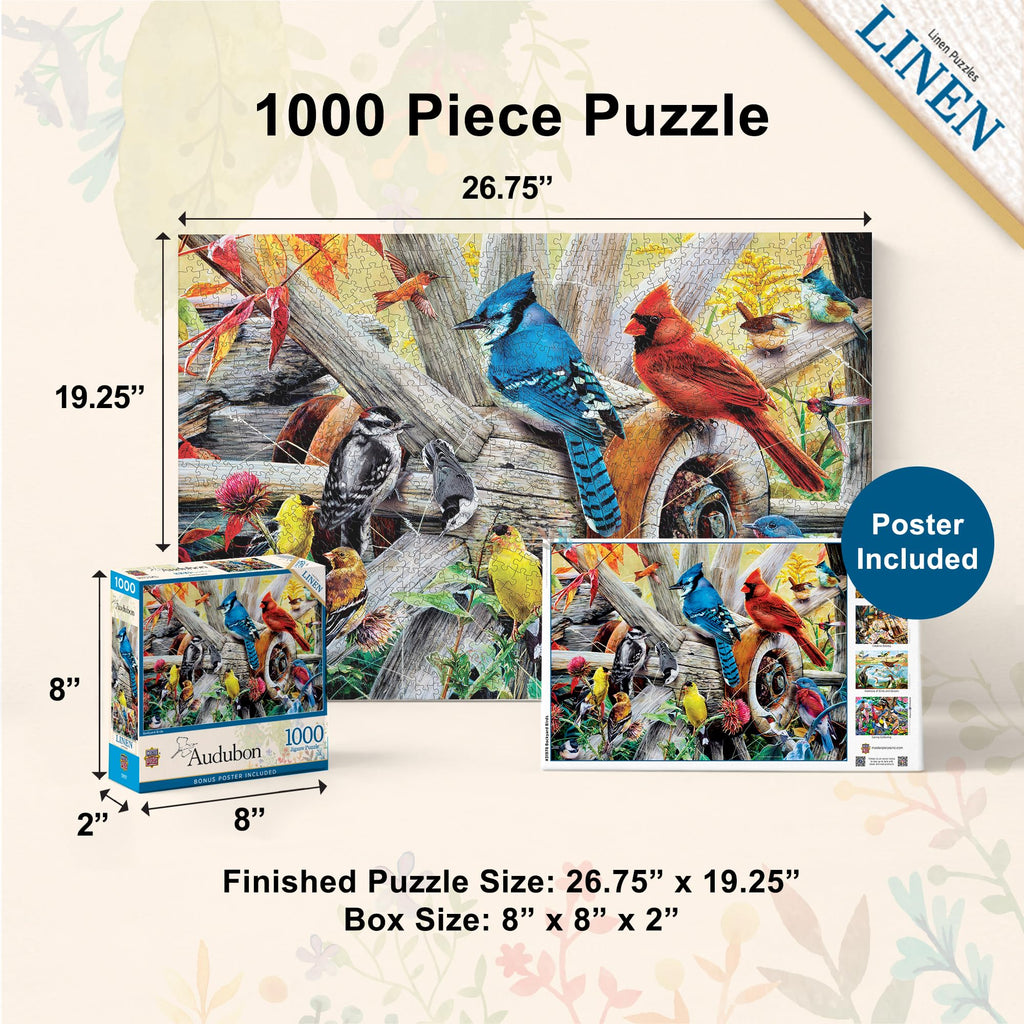 MasterPieces Backyard Birds 1000 Piece Jigsaw Puzzle – Random Cut, Matte Finish, Eco-Friendly Materials