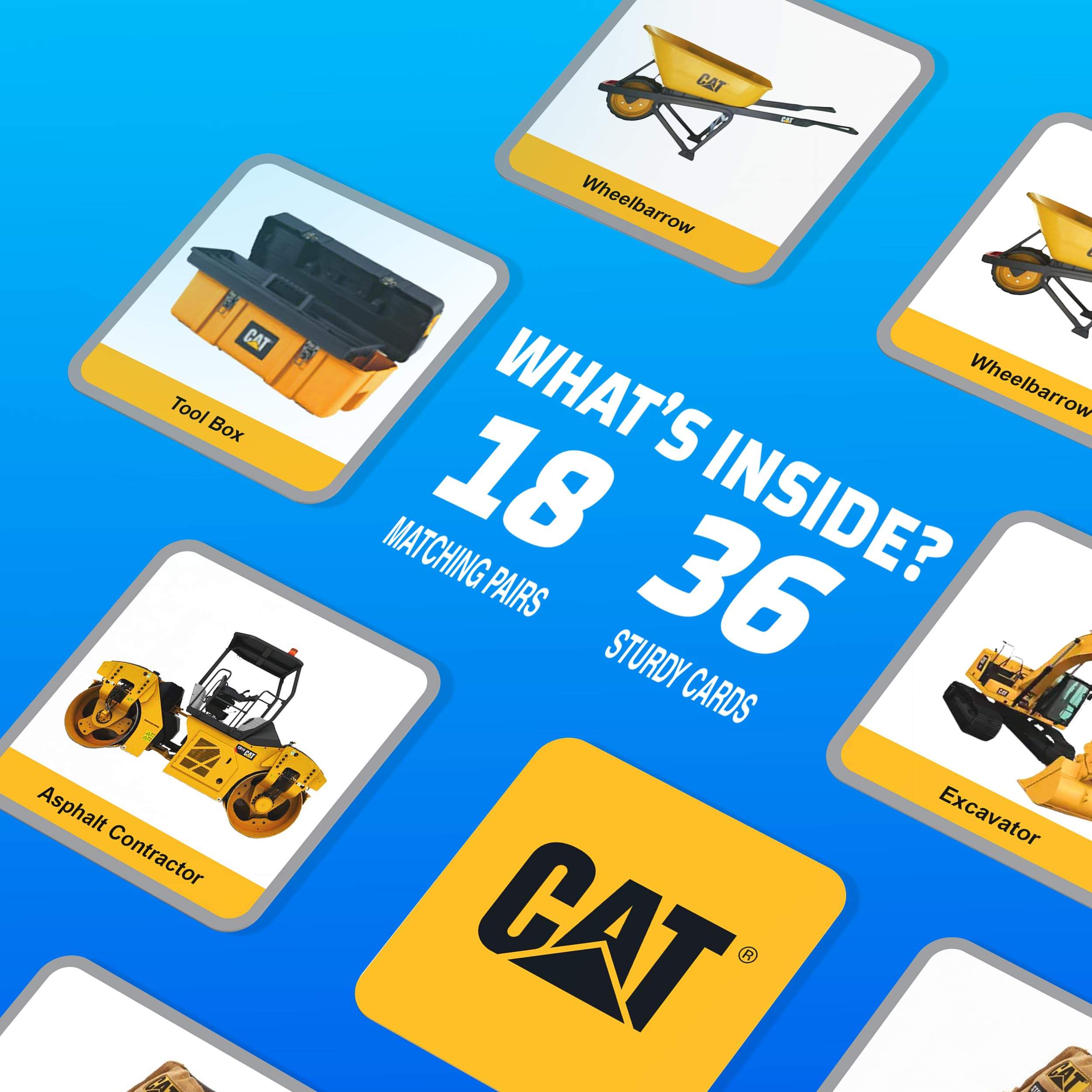 MasterPieces CAT Picture Matching Card Game – Construction Vehicles for Kids Ages 3+