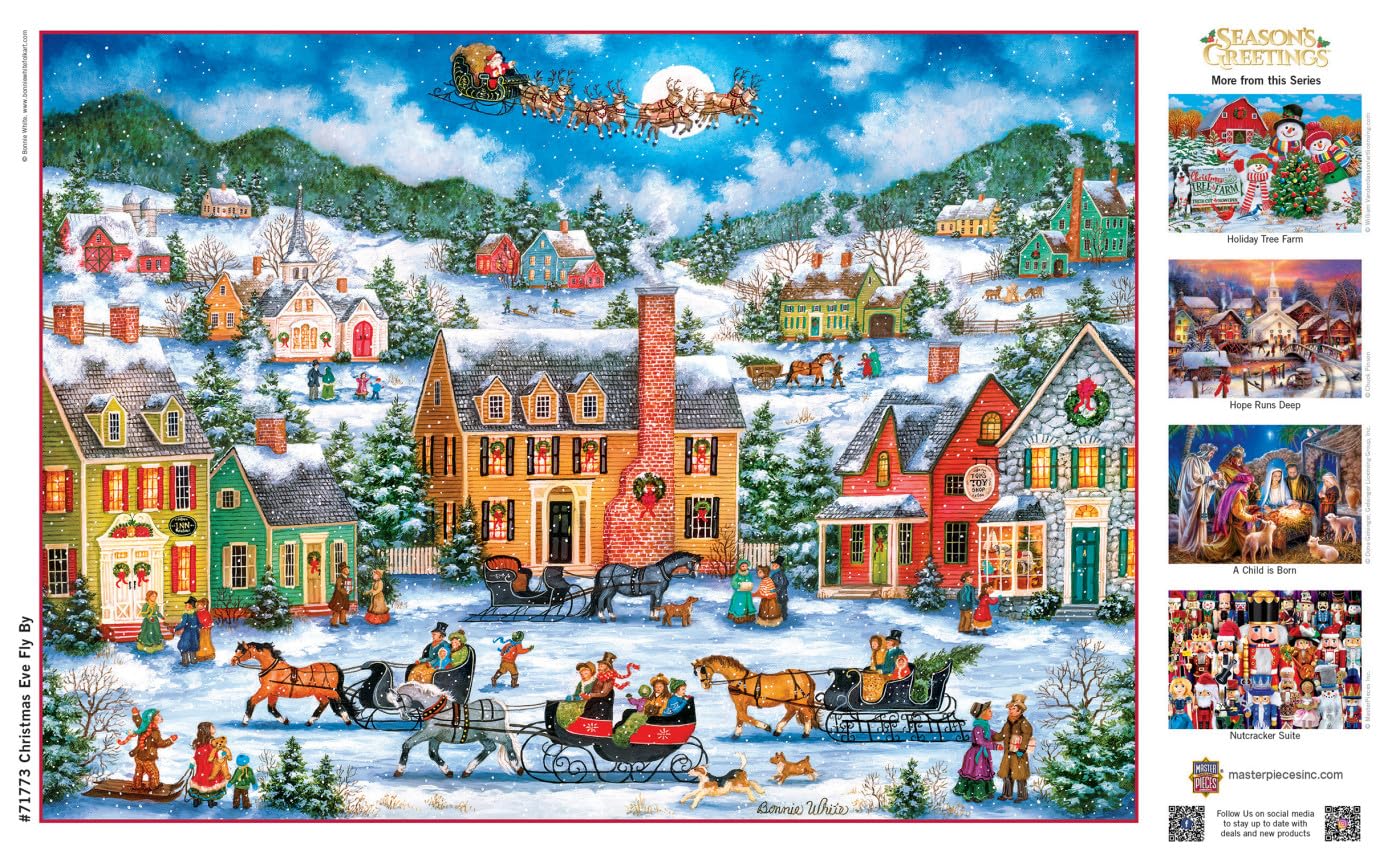 MasterPieces 'Christmas Eve Fly By' – 1000 Piece Jigsaw Puzzle with Matte Finish & Bonus Poster