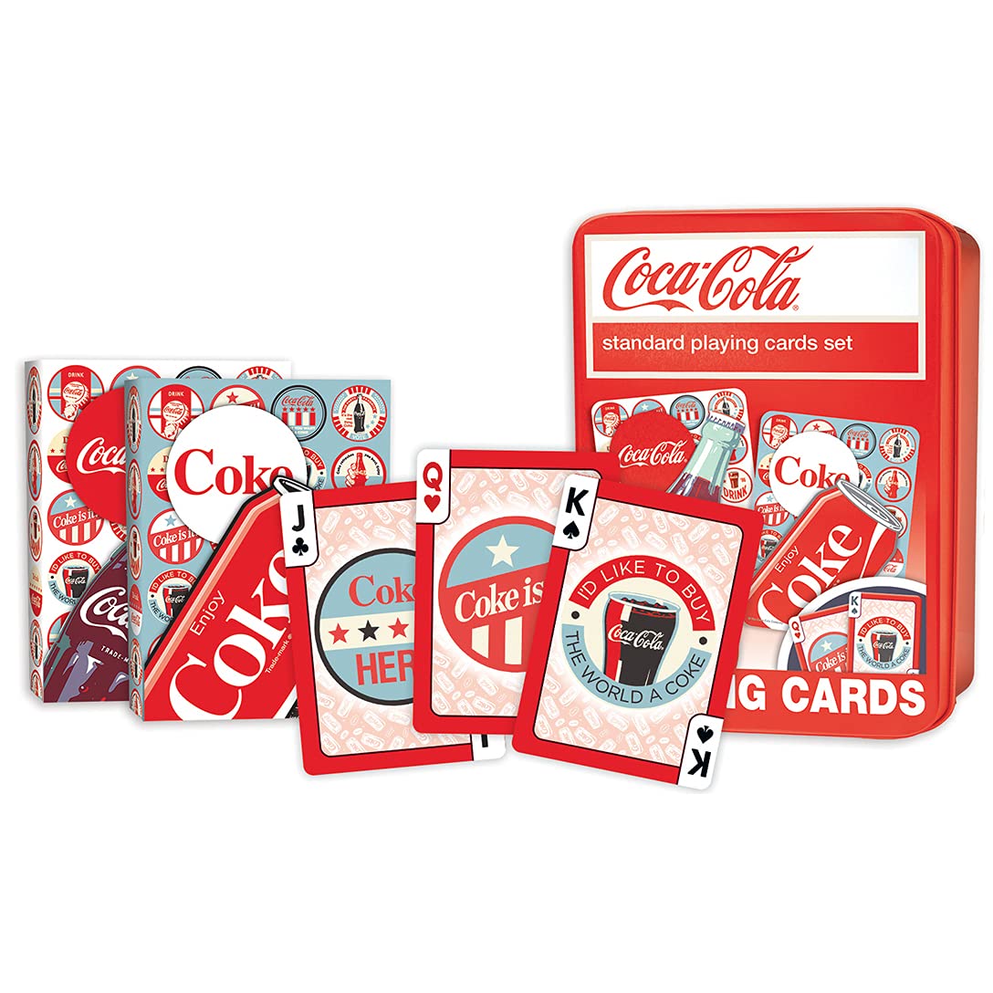 MasterPieces Coca-Cola Playing Cards (2 Decks) – Officially Licensed 54-Card Tin Set