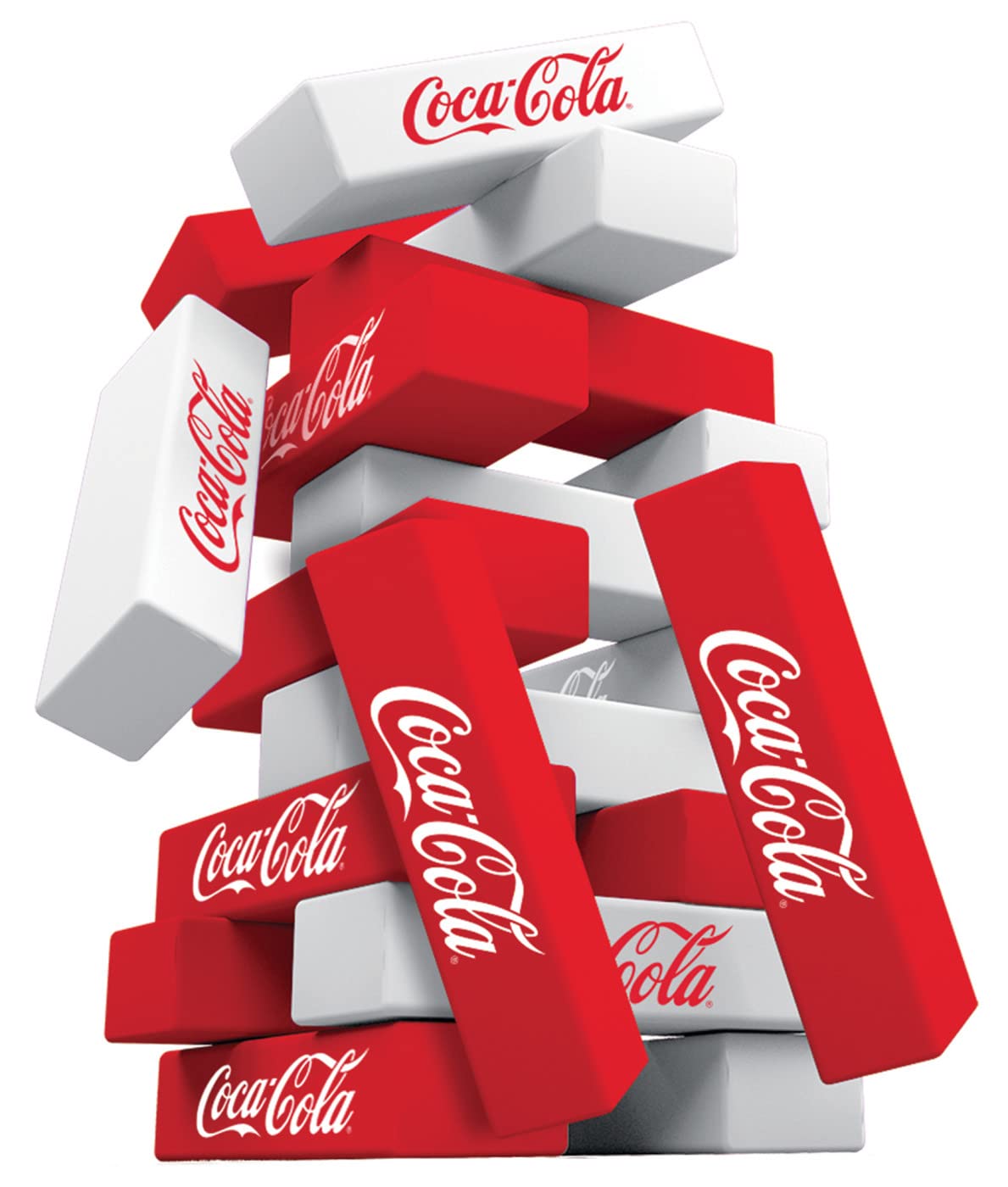 MasterPieces Coca-Cola Travel Sized Tumble Tower – 54 Wooden Blocks Stacking Game