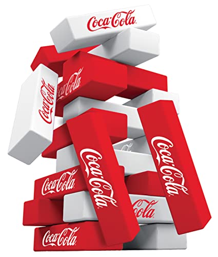 MasterPieces Coca-Cola Travel Sized Tumble Tower – 54 Wooden Blocks Stacking Game
