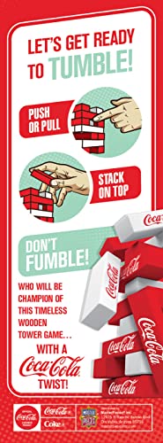 MasterPieces Coca-Cola Travel Sized Tumble Tower – 54 Wooden Blocks Stacking Game