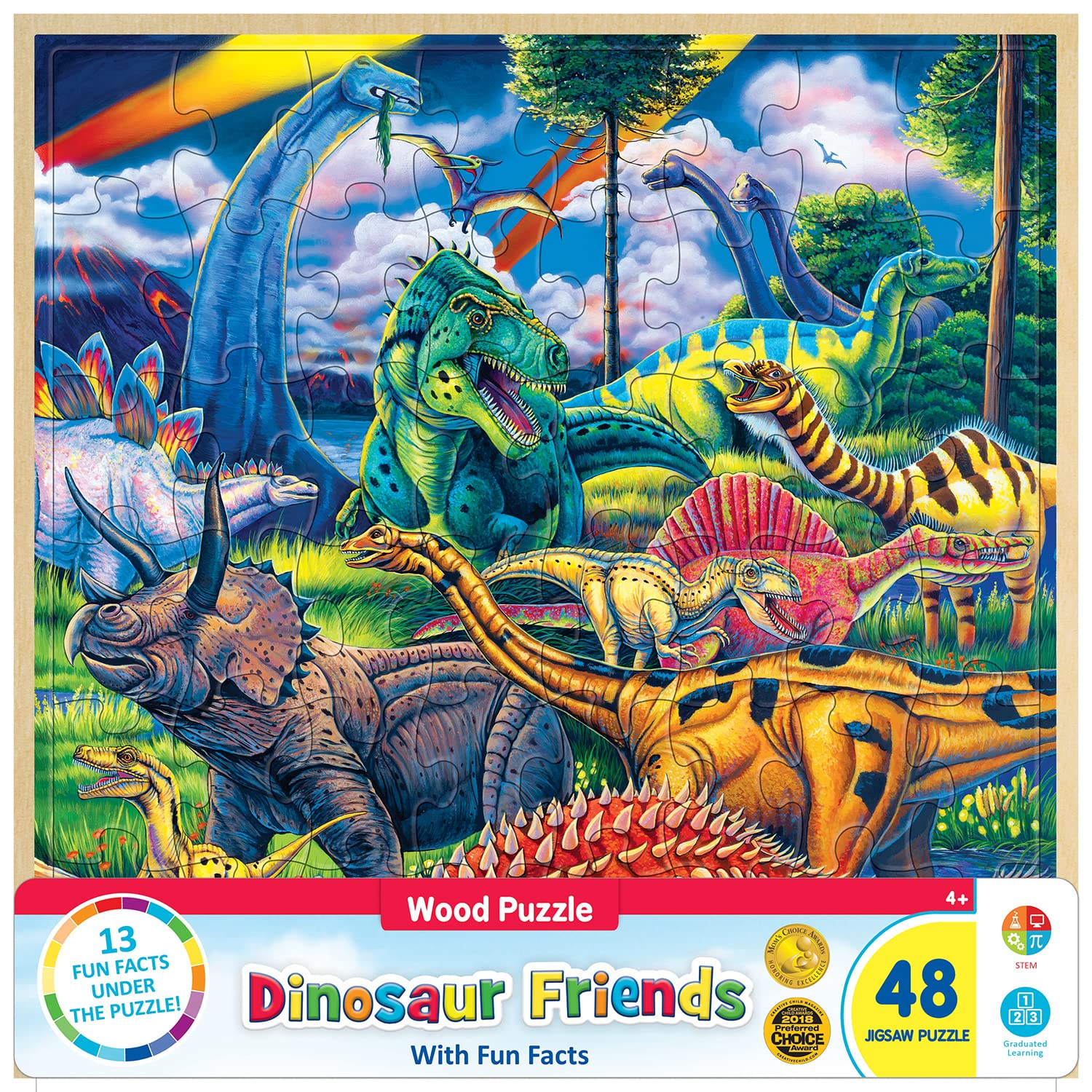 Masterpieces Dinosaur Friends 48-Piece Jigsaw Puzzle for Kids - 12x12 Inches