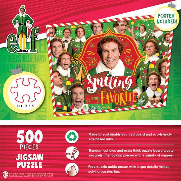 MasterPieces Elf 500pc Jigsaw Puzzle – Thick, Precision-Cut Pieces with Vibrant Artwork