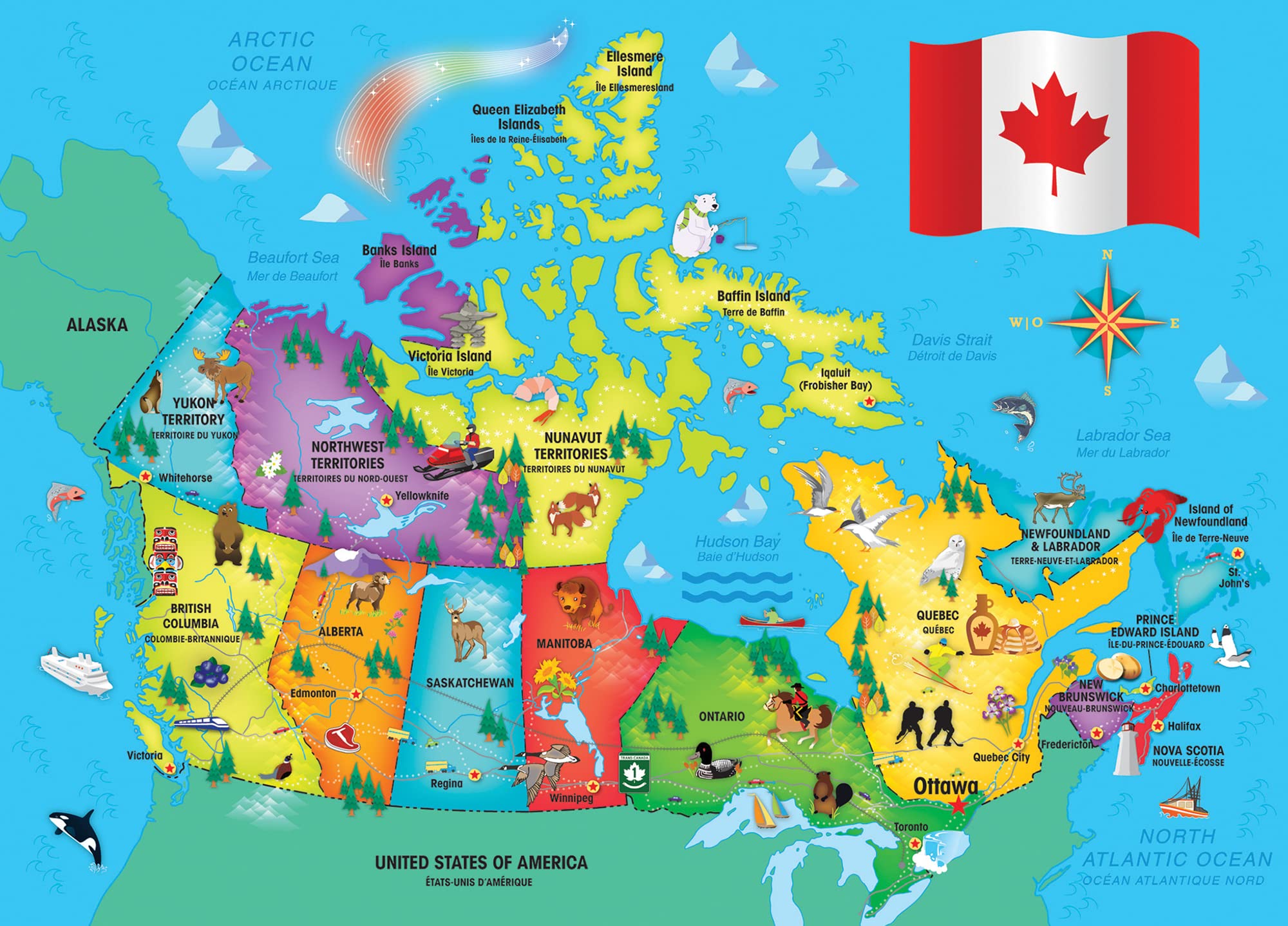 MasterPieces Explorers 60-Piece Canada Map Jigsaw Puzzle – Eco-Friendly & Durable