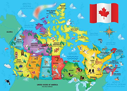 MasterPieces Explorers 60-Piece Canada Map Jigsaw Puzzle – Eco-Friendly & Durable