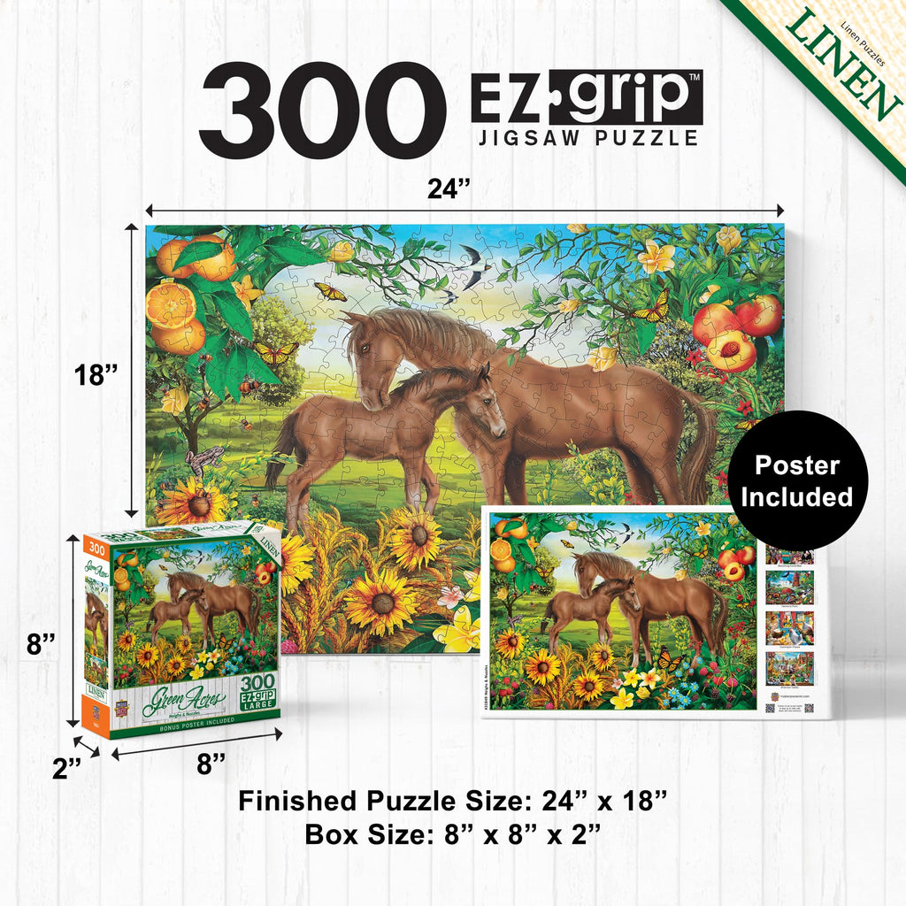 Masterpieces EZ Grip 300 Piece Jigsaw Puzzle - Neighs & Nuzzles - 18x24 Large Piece Puzzle