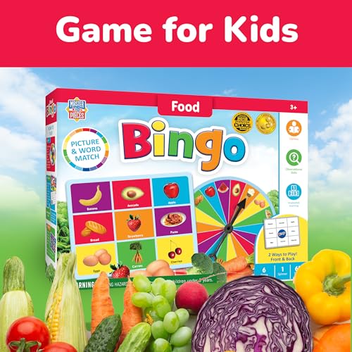 MasterPieces Food Bingo Game – Fun Family Bingo with Team-Themed Tokens for Ages 3+