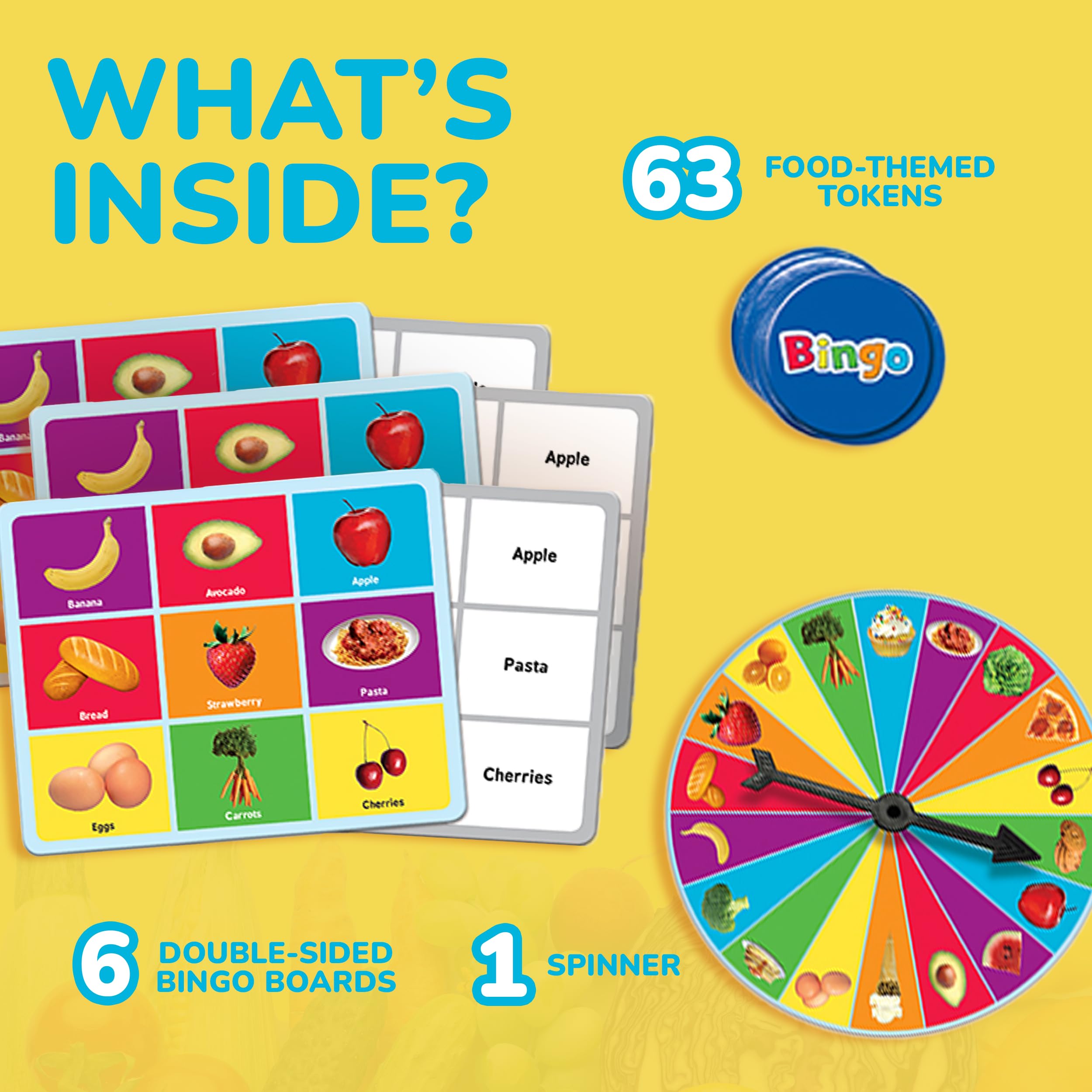 MasterPieces Food Bingo Game – Fun Family Bingo with Team-Themed Tokens for Ages 3+