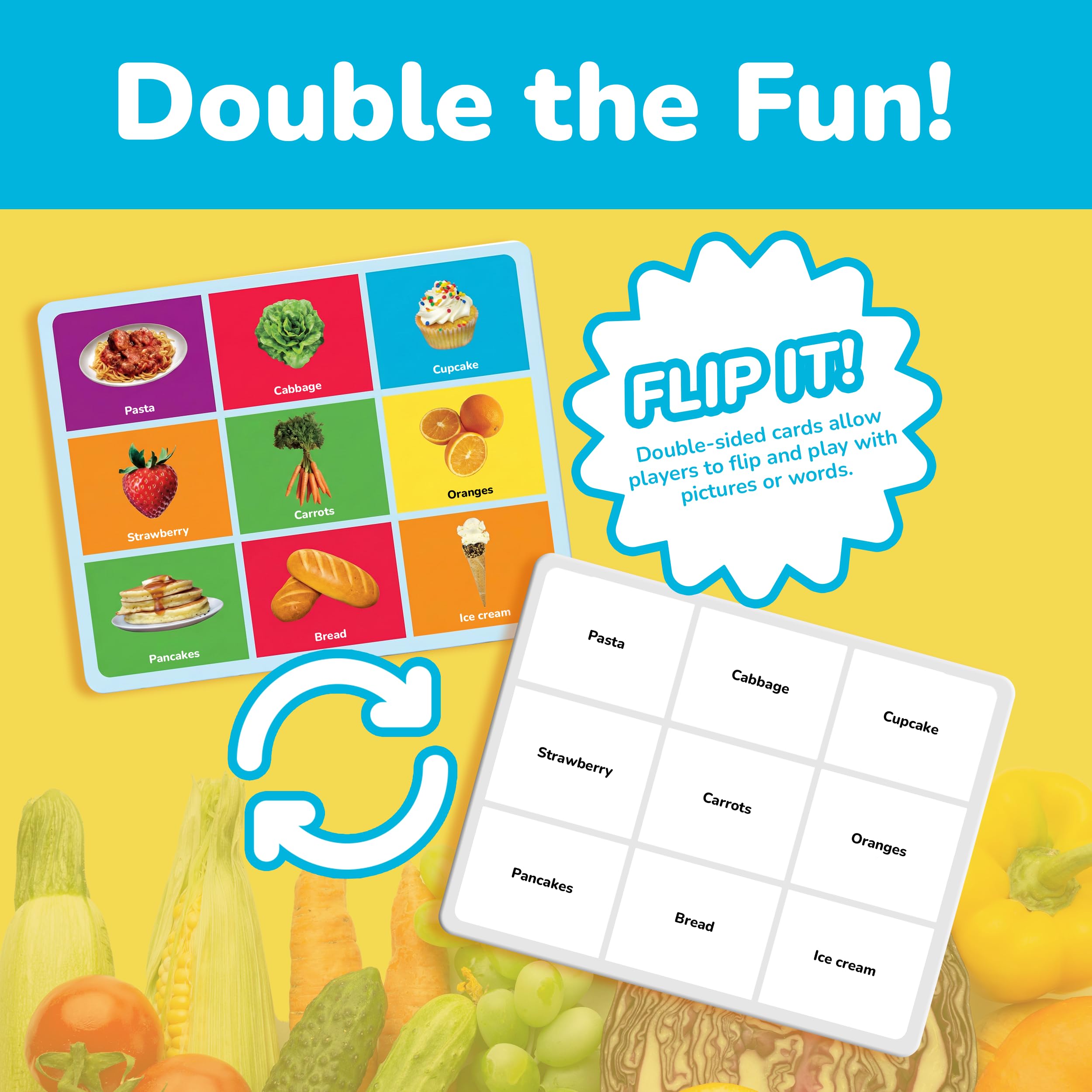 MasterPieces Food Bingo Game – Fun Family Bingo with Team-Themed Tokens for Ages 3+