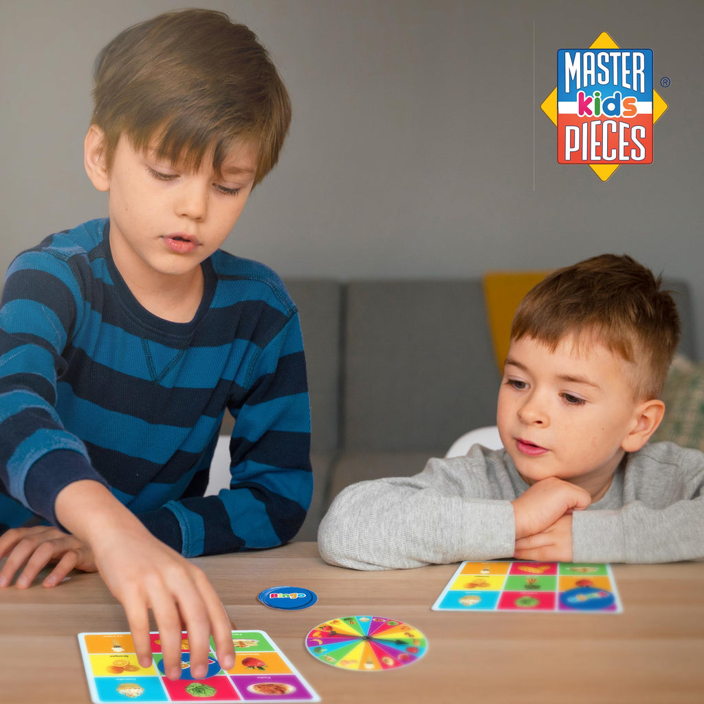 MasterPieces Food Bingo Game – Fun Family Bingo with Team-Themed Tokens for Ages 3+