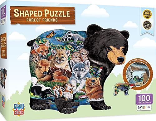 MasterPieces Forest Friends 100-Piece Shaped Jigsaw Puzzle for Kids – 14x19 Inches with Fun Facts