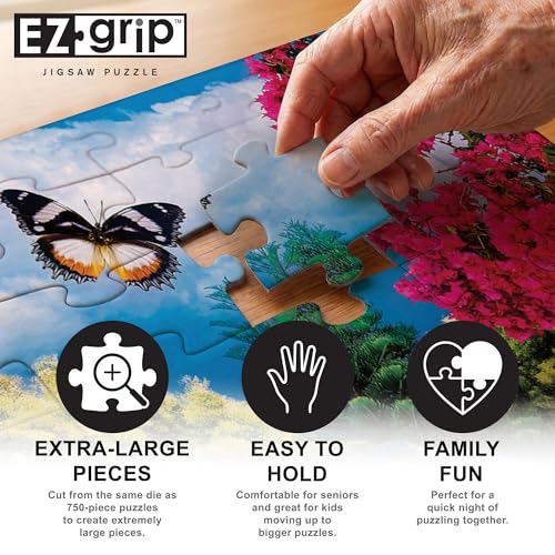 Masterpieces Garden Party 300-Piece EZ Grip Jigsaw Puzzle – Extra Large Pieces, 18x24 Inches