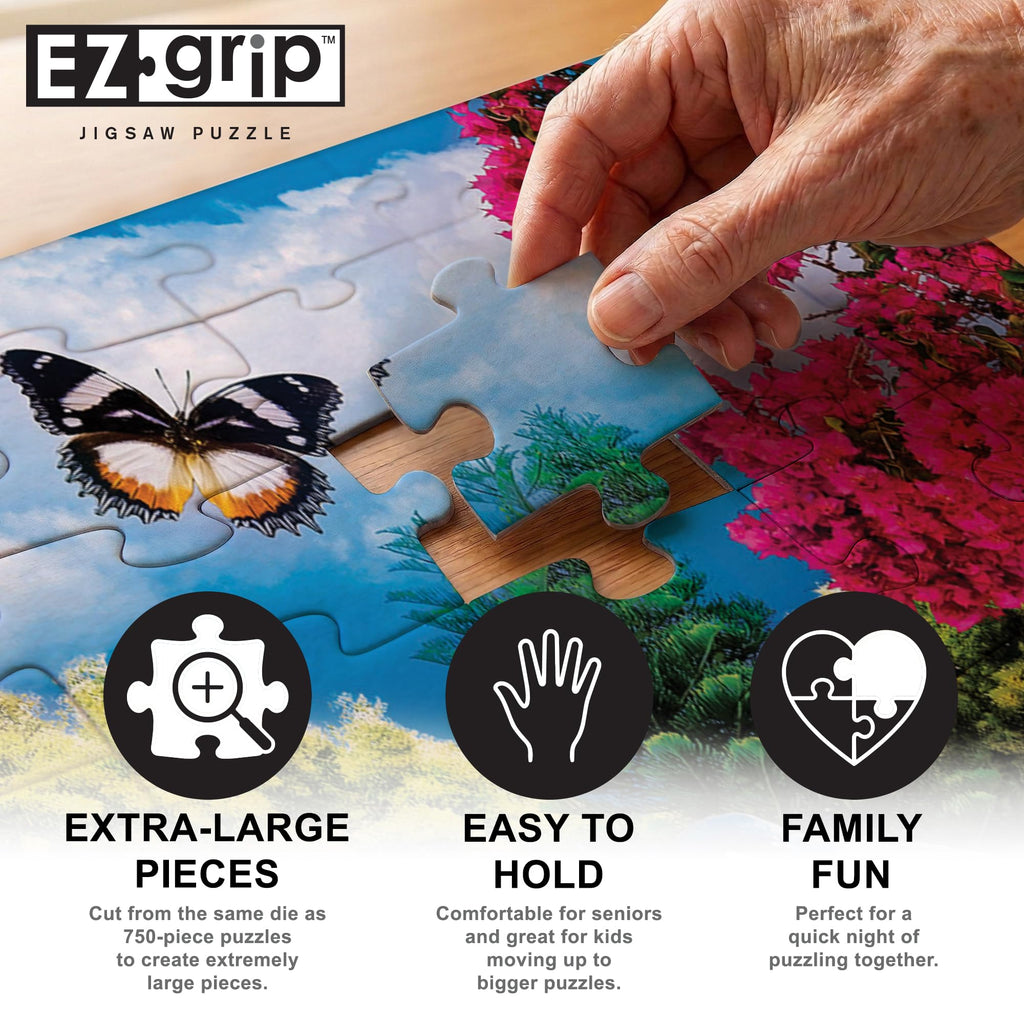 Masterpieces Garden Party 300-Piece EZ Grip Jigsaw Puzzle – Extra Large Pieces, 18x24 Inches